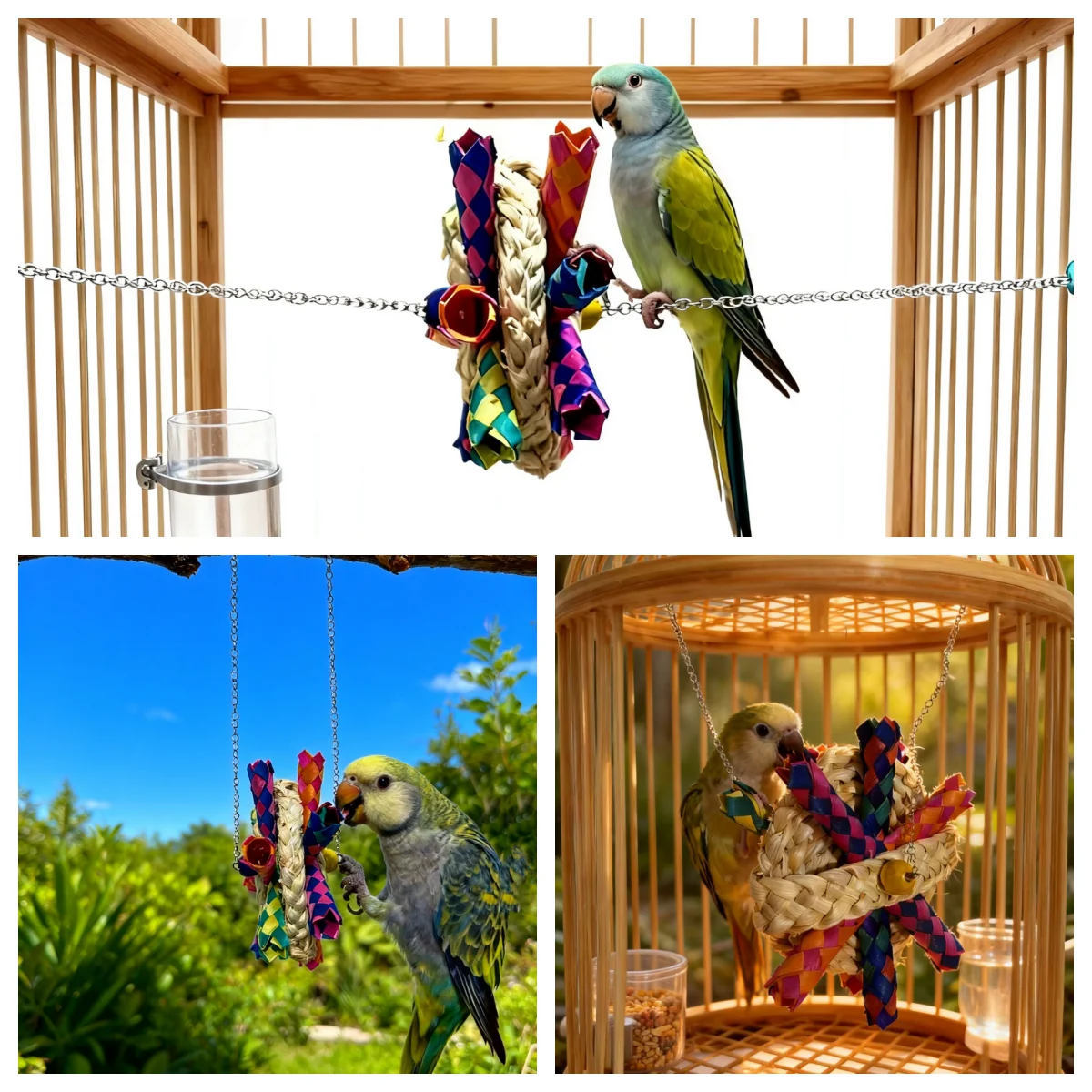 Вертушка с пальмовым листом, игрушка для птиц, жевательная игрушка для попугая, клетка для птиц, аксессуар, подходит для различных видов птиц и маленьких домашних животных, как кролики