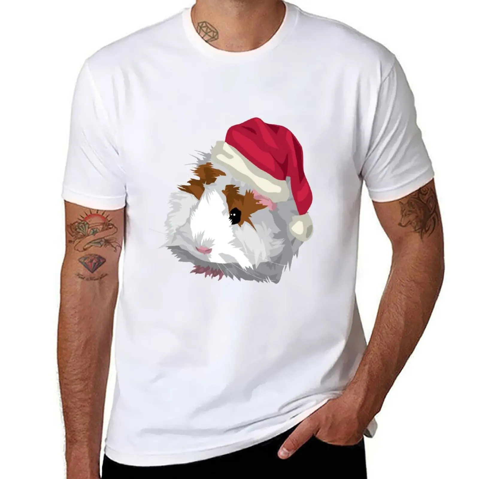 

Guinea pig Christmas hat T-Shirt t shirt man cotton man tshirt T-Shirt