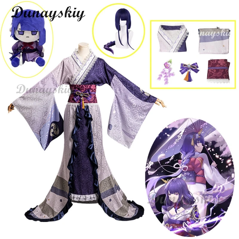 Genshin Impact Raiden Shogun Baal Anime Cosplay Costume pour femme, tenues Kimono, robe d'Halloween, olympiques de déguisement de fête de carnaval, jeu