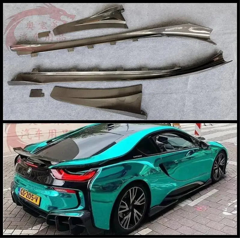 Real Carbon Fiber Side Extension Body Skirts Kit Lip Cover For BMW I8 2014 2015 2016 2017 2018 2019