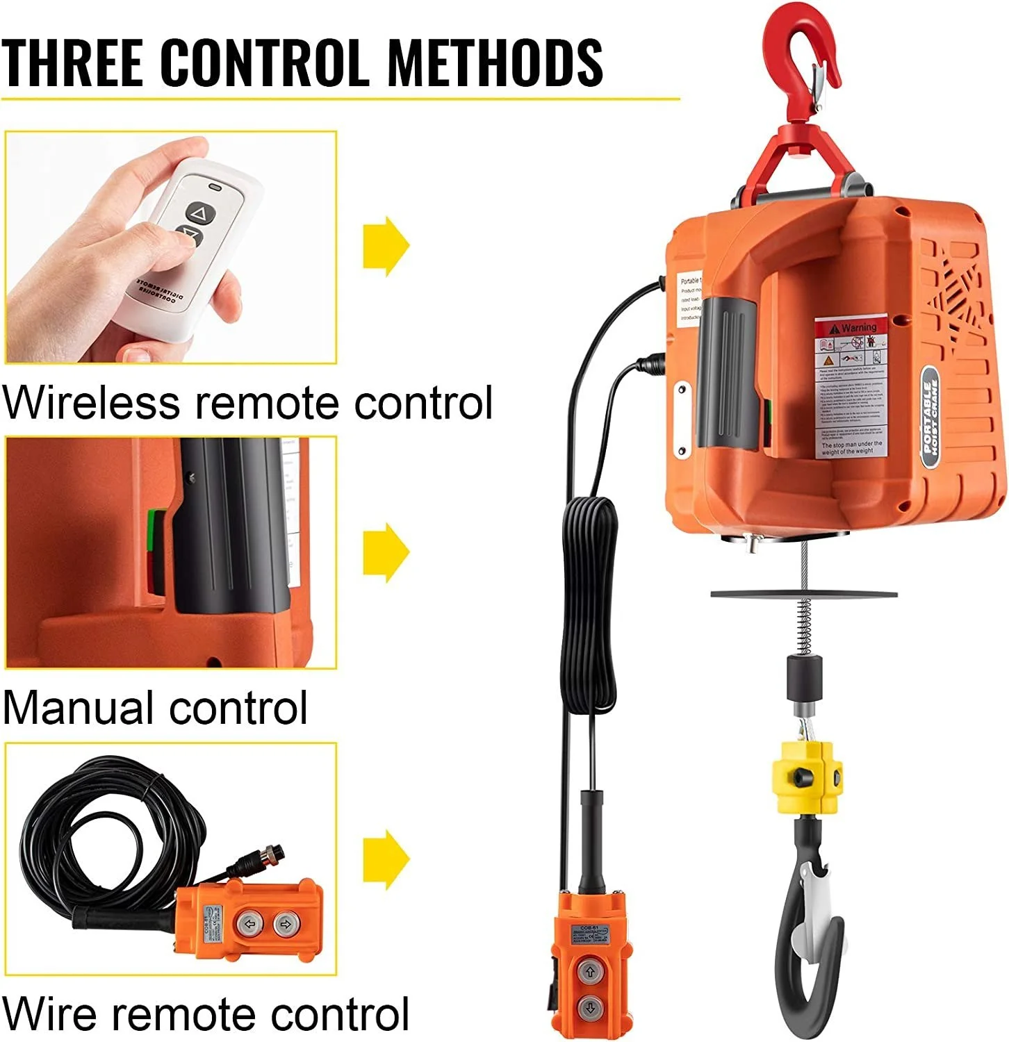 100-500kg 220V Portable Electric Hoist Metal Wire Rope Compact Size with Emergency Stop Button Mini