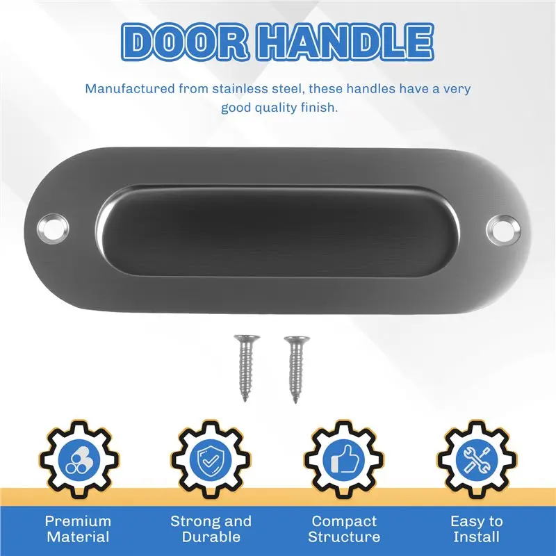 ABFU-1Pcs Rectangular Face Fix Flush Recessed Sliding Door Pull Handle Stainless Steel