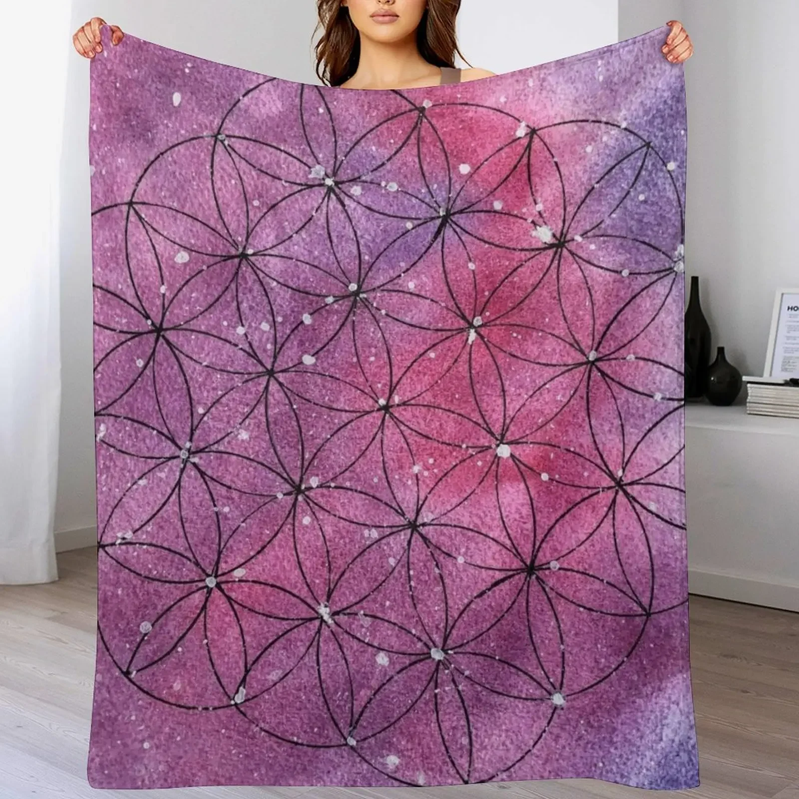 

Flower of life Throw Blanket Flannels Bed linens Loose For Decorative Sofa Blankets
