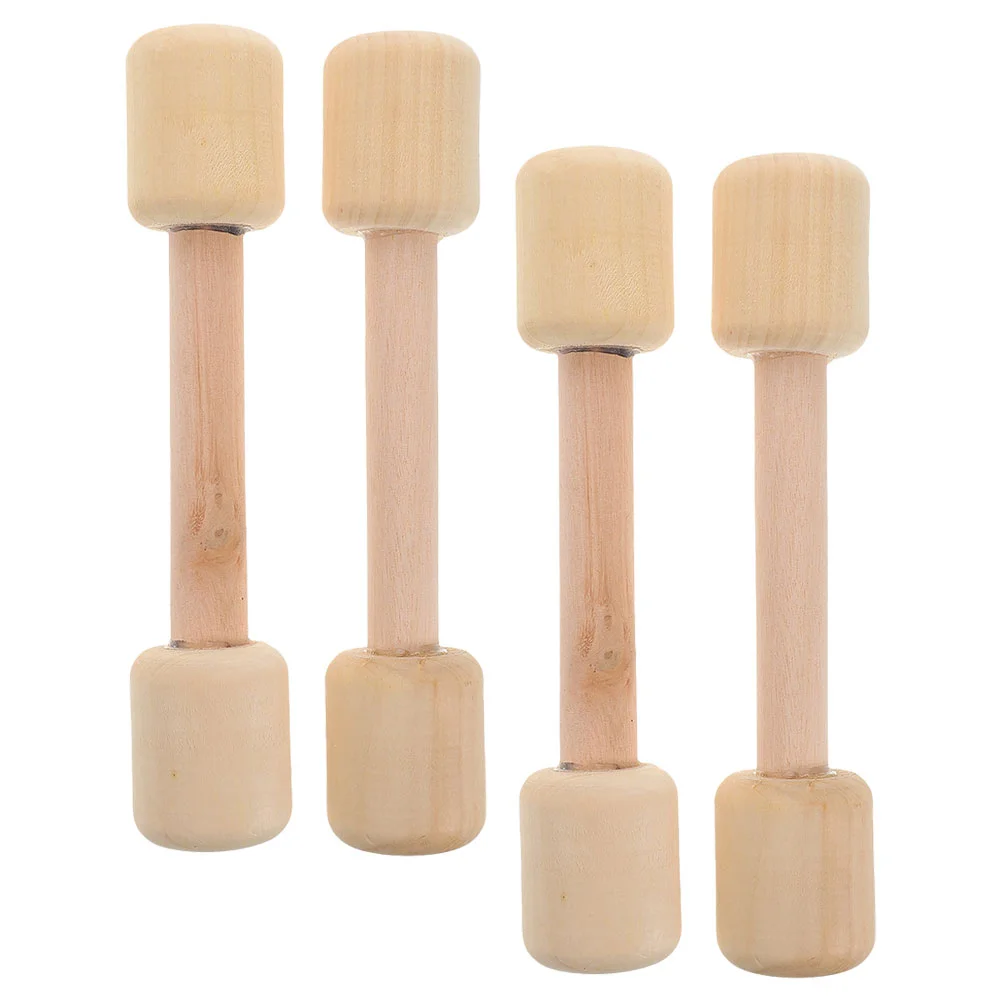 4 Pcs Children's Wooden Dumbbell Kids Weight Bench Exercise Bike Dumbbells for Toddlers Toys Set Weights Workout Equipment Baby