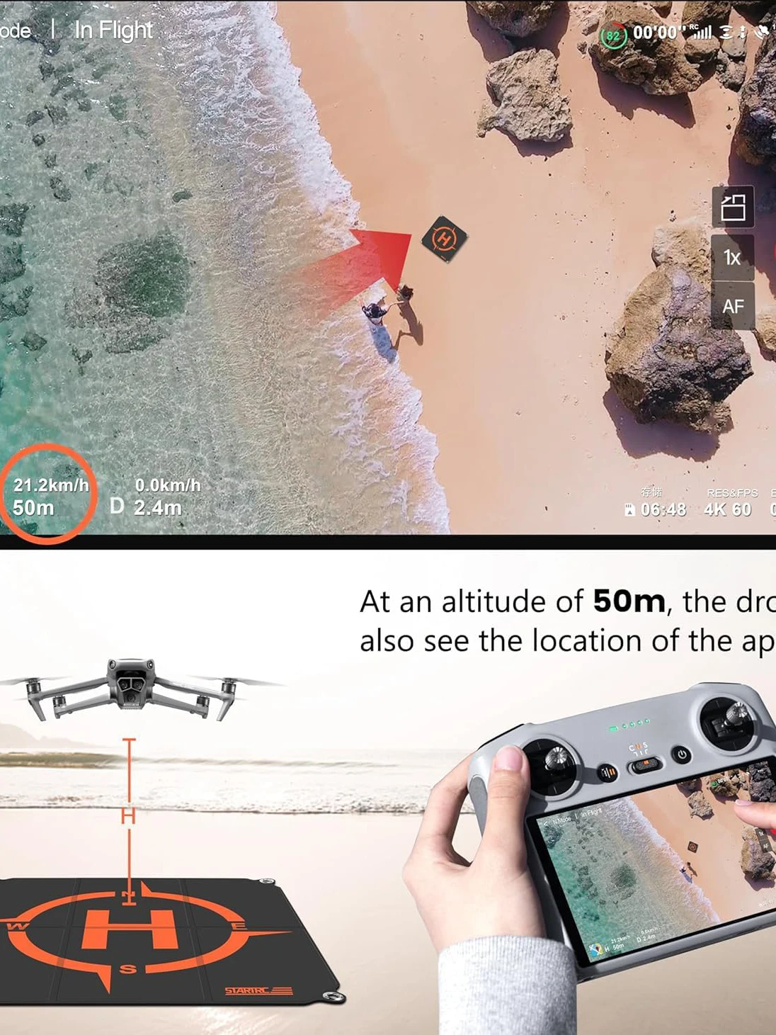 STARTRC Drohnen-Landeplattform, Universelle Schnell Faltbare Landeplattform für DJI Neo 2/Mini 5 Pro/Mini 4K/Mini 4 Pro/3/Avata 360/2/Air 3S FPV Drohne (22 Zoll/55 cm)