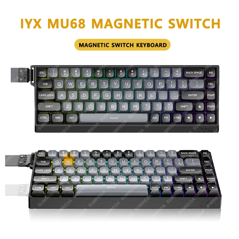 IYX MU68 Magnetic Switch Aluminum Mechanical Keyboard 8000Hz Mini RGB Wired Gaming HotSwap Keyboard Gamer Non-contact Keyboard