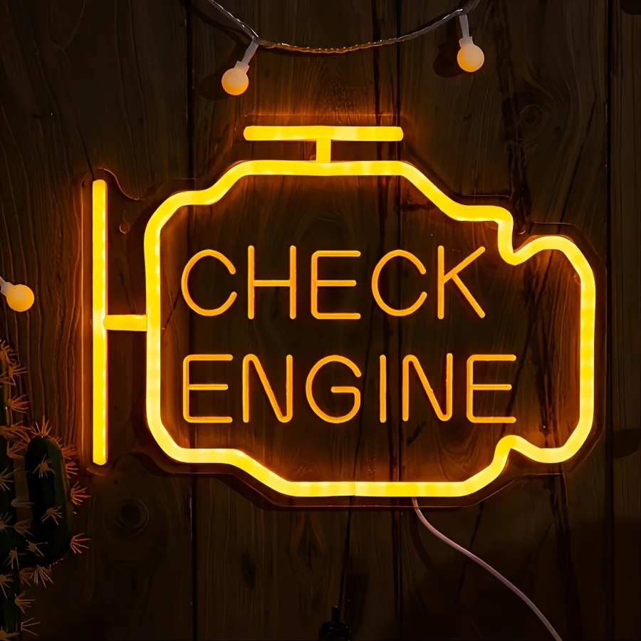 

Check Engine Check Engine USB Dimmable LED Neon Light for Auto Repair Shop Garage Room Man Cave Workshop Room Decoration Gift