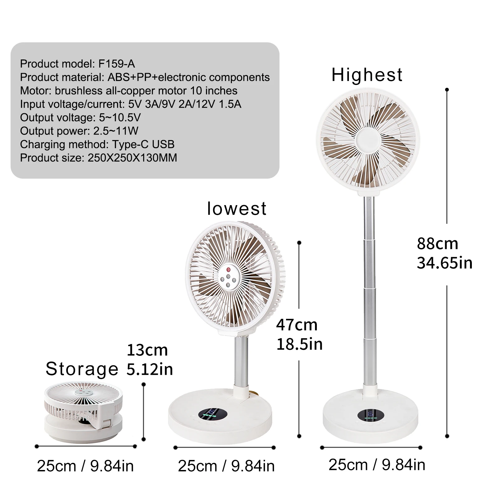 Remote control folding fan home bedroom outdoor camping fan silent LED light shaking left and right 10 inch desktop vertical fan