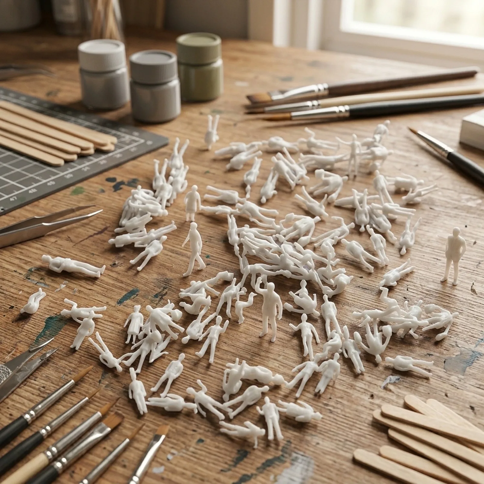 Plastic Scale Model Miniature White Figures Replacement Unpainted White Colour White Model Figures 1:50 Scale 36mm 50* 50X 50pcs