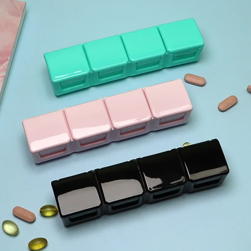 Portable Travel Small Pill Box Cases Container Organizer Storage Tablets 4 Grids Vitamin Pills Medicine FishOils Drug Separation