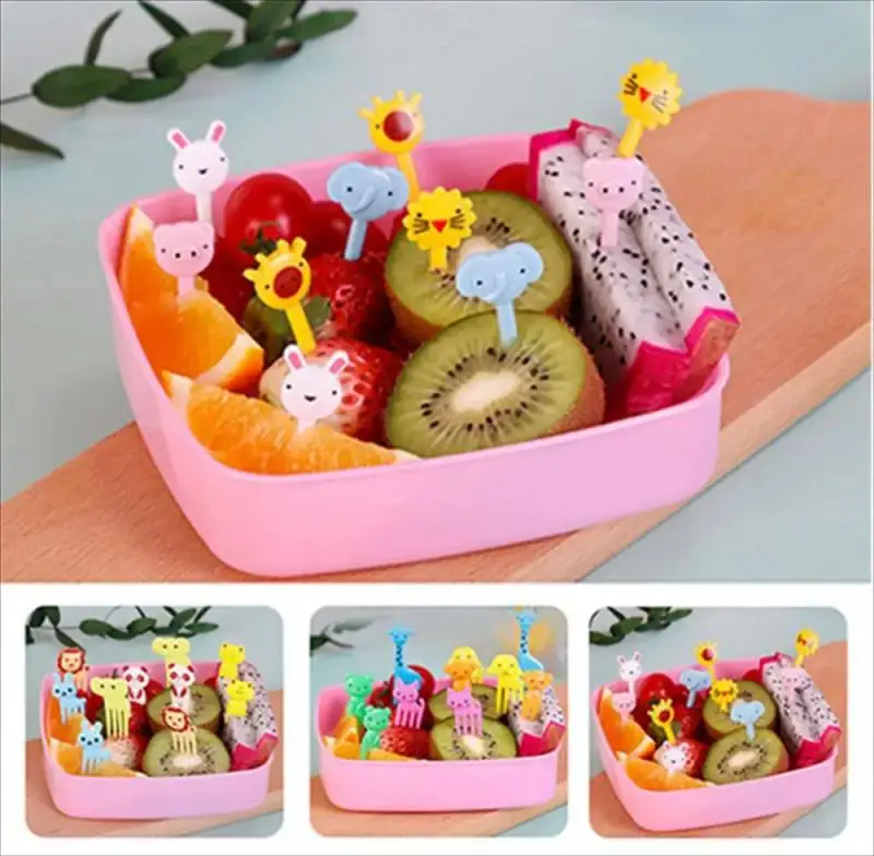 Fruit Picks Cute Mini Animal Cartoon Food Picks Children Snack Cake Dessert Food Fruit Forks, Lunch Accesorioes For School Kids