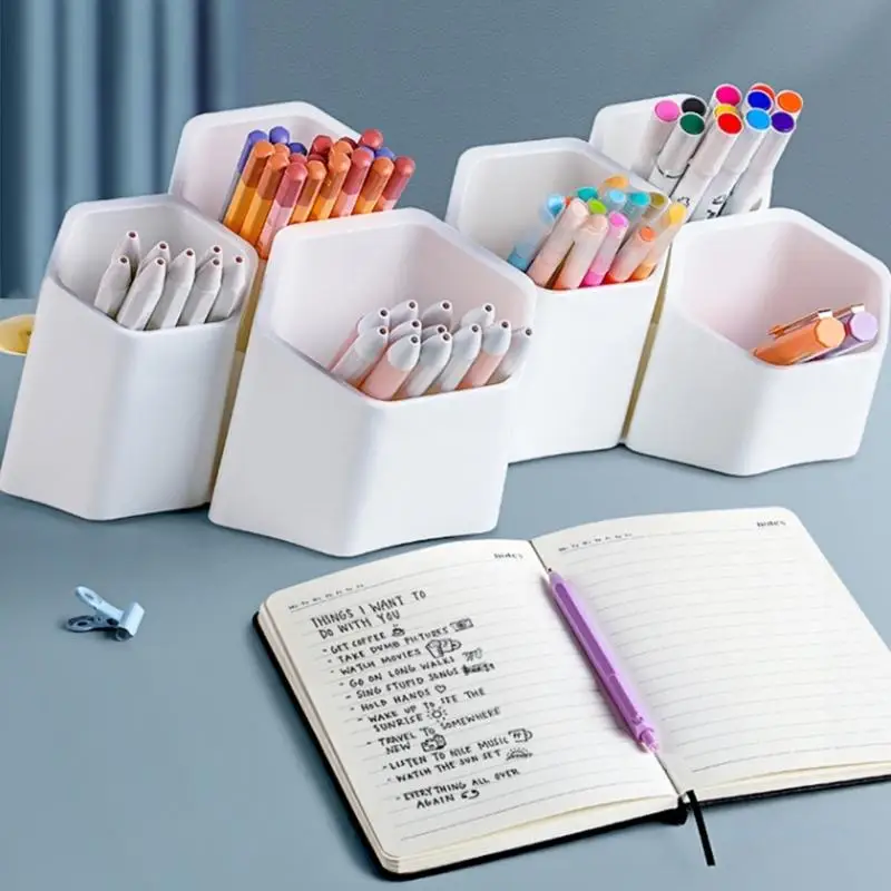 

M17F Oblique Pen Holder 6 Compartments Pencil Cup Paint Brush for Bedroom