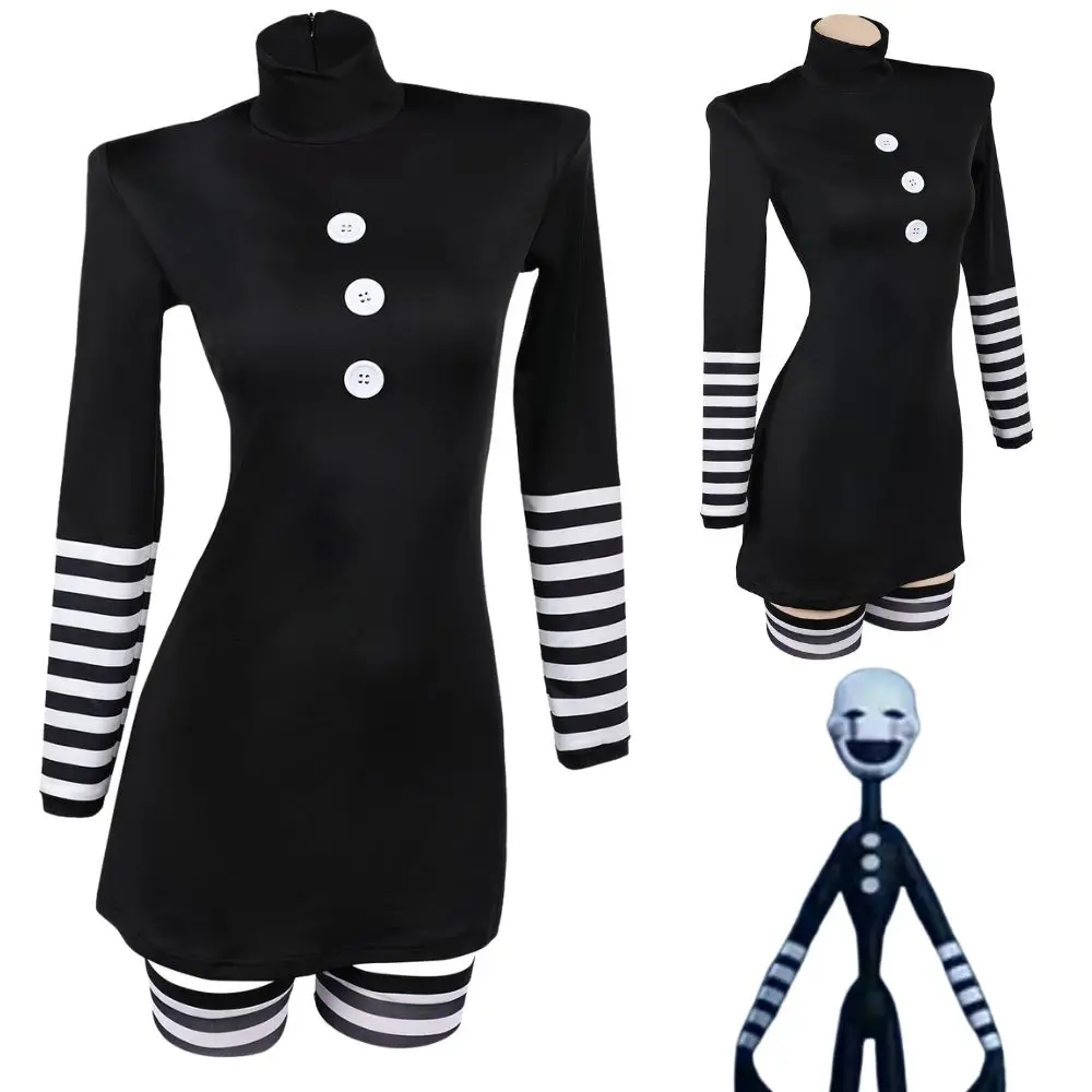 

Five Nights Marionette Cosplay Fantasia Costume Disguise for Women Dress Pantyhose Roleplay Outfits Halloween Carnival Suit