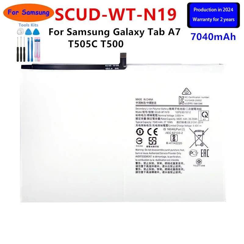 2024 years Brand New SCUD-WT-N19 7040mAh Replacement  Battery For Samsung Galaxy Tab A7 T505C T500 Tablet batteria+Tools