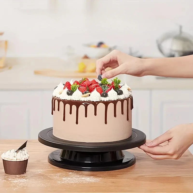 Carving Cake on Rotary Table Black Painted Rotary Table Lightweight Bracket