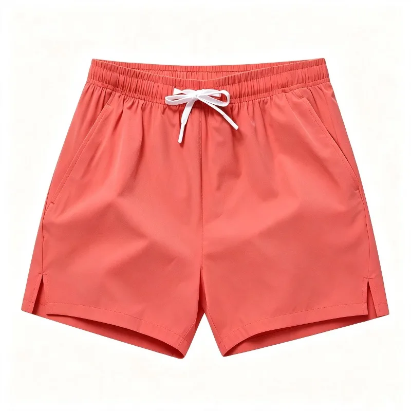 Solid Color Unisex Split Hem Quick Dry Sports Shorts Elastic Drawstring Casual Fitness ShortsS-5XL