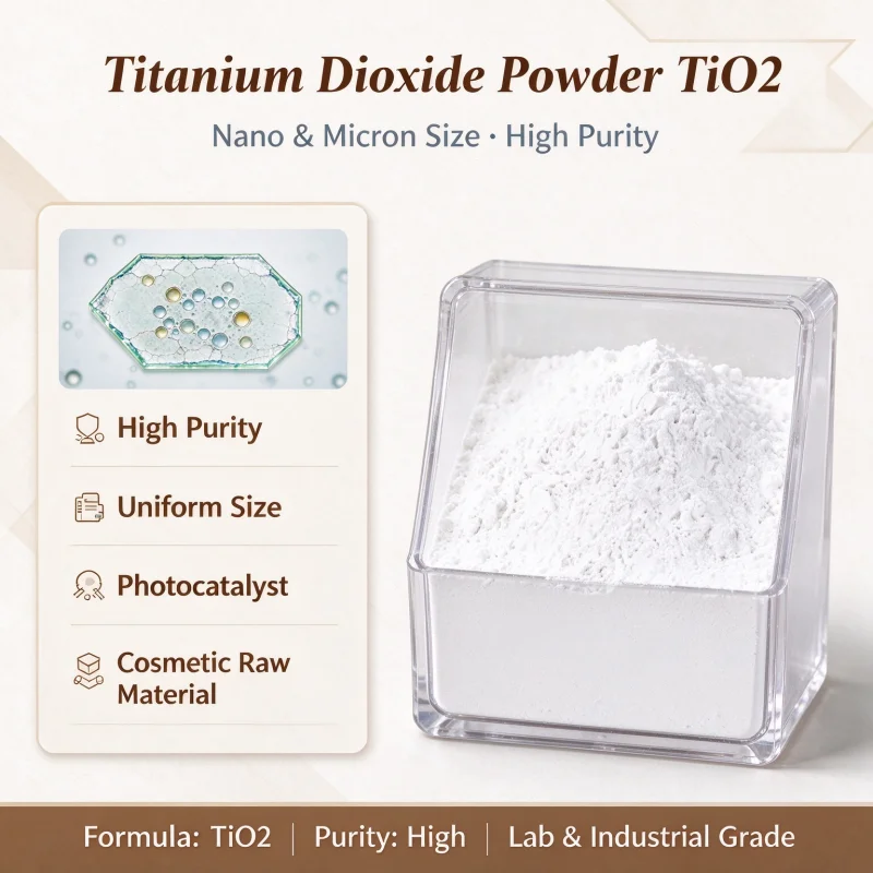 Titanium Dioxide Powder TiO2, Nano & Micron Size, Rutile Anatase Spherical TiO2 for Photocatalyst Research