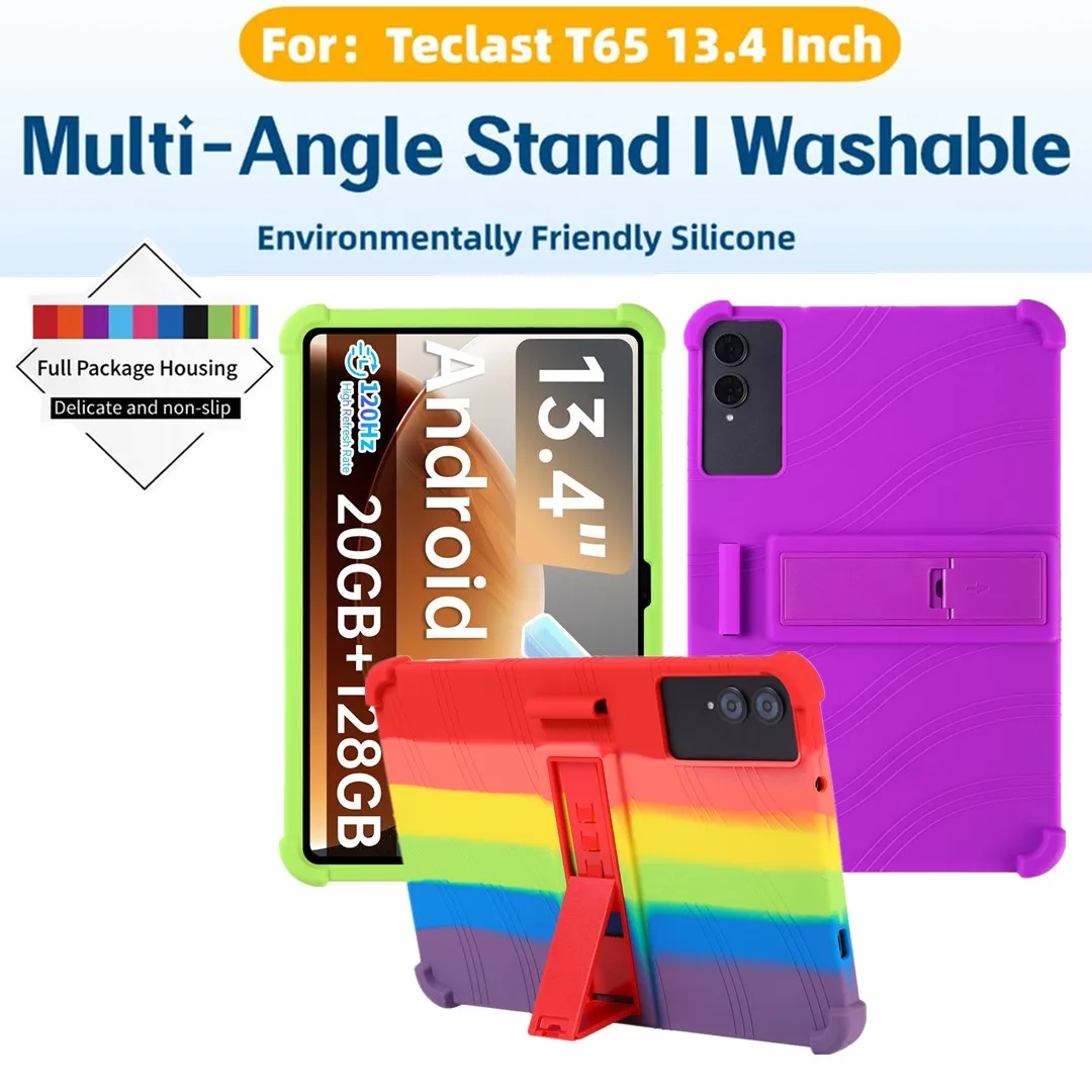 

For Teclast T65 13.4 Inch 2025 New Silicone Case Kid Tablet Shockproof Stand Full Protection Non Slip Multiple Colors Available
