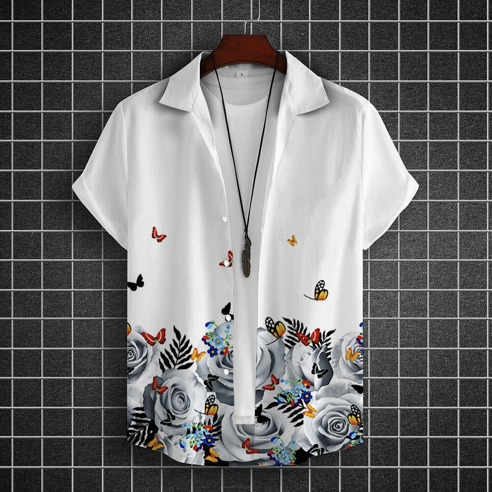 Men\'s Hawaiian Shirts 3D Print Chinese Painting Style Graphics Fashion Button Short Sleeve Lapel Streetwear Classic shirt Summer