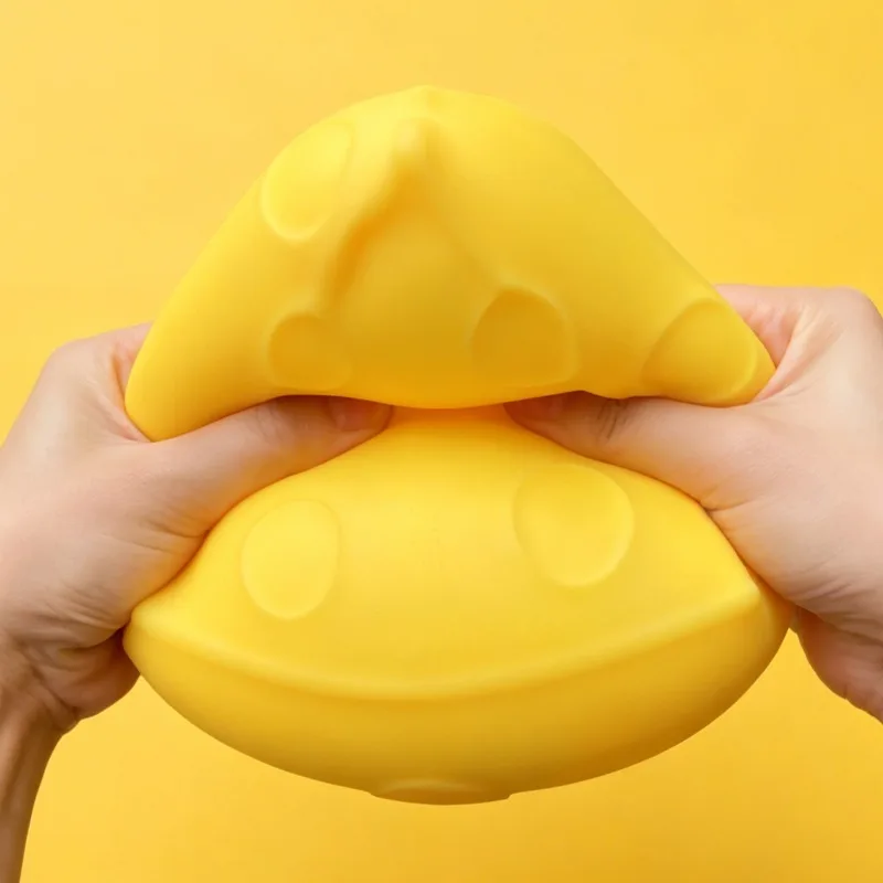 Squishy Jumbo Cheese Stress Ball Squeeze Toy Simulation Cheese Fidget Toy Slow Rebound Anti-stress Venting Ball for Adult Gifts
