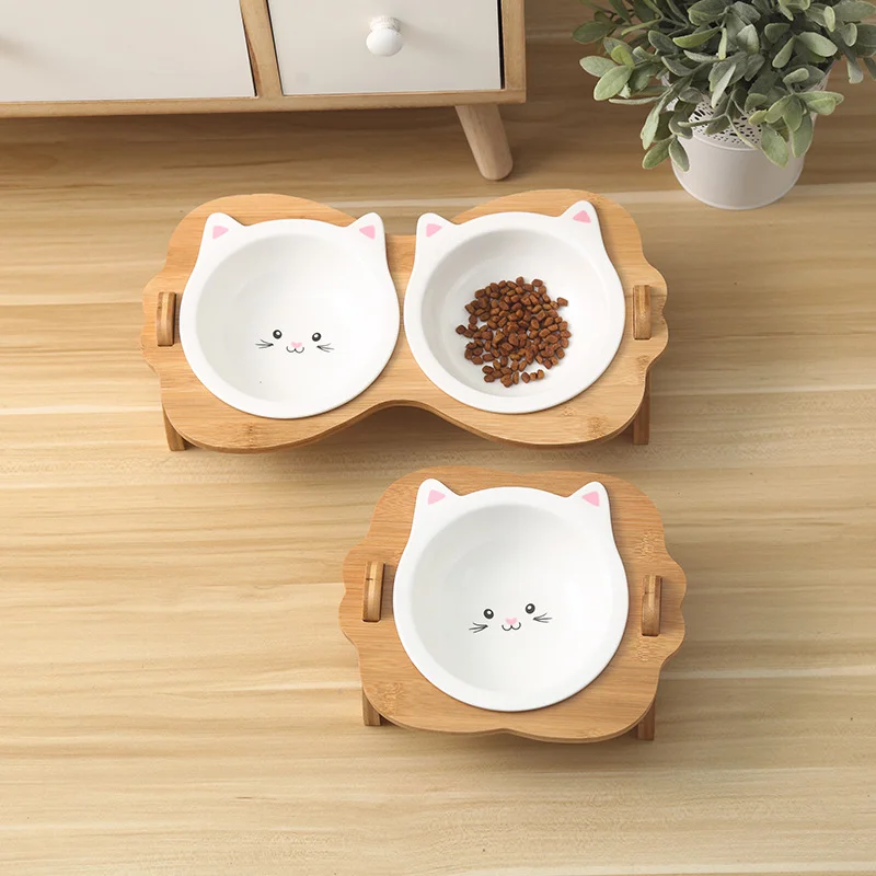 Cat Bowl Ceramic Slanted Mouth Protection For Cervical Vertebrae Pet Feeding Bowl Pet Products With Raised Feet To Prevent