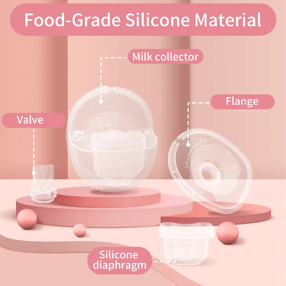 Ersatzteile für tragbare Milchpumpen, kompatibel mit MomMed S21 S18, Entenschnabelventile, Silikonmembran, 24-mm-Flansch, Milchsammlerbecher – Detail 2