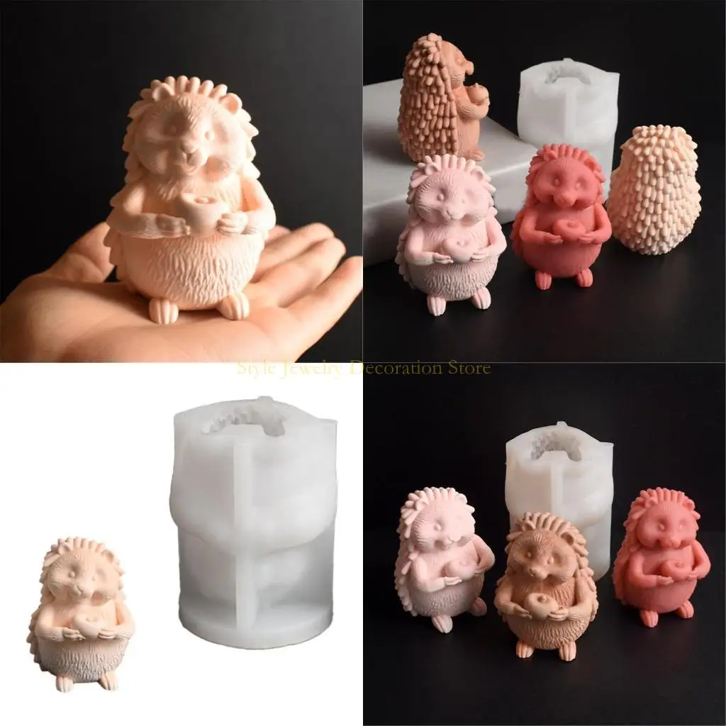 

D46E художественная силиконовая форма для декора свечей, прочный дизайн ежа, силиконовая форма для орнамента для любителей