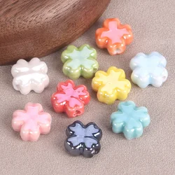 Cuentas sueltas de porcelana de cerámica brillante para fabricación de joyas, 10 piezas, forma de flor cruzada, 12mm, accesorios para pendientes DIY