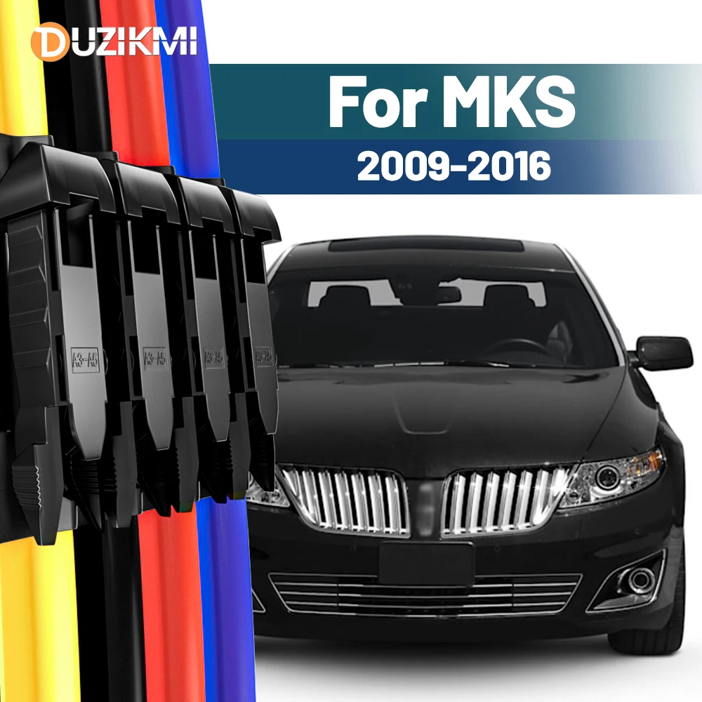 

For Lincoln MKS 2009-2016 2010 2011 2012 2013 2014 2015 2pcs Front Windshield Windscreen Wiper Blades Red Blue