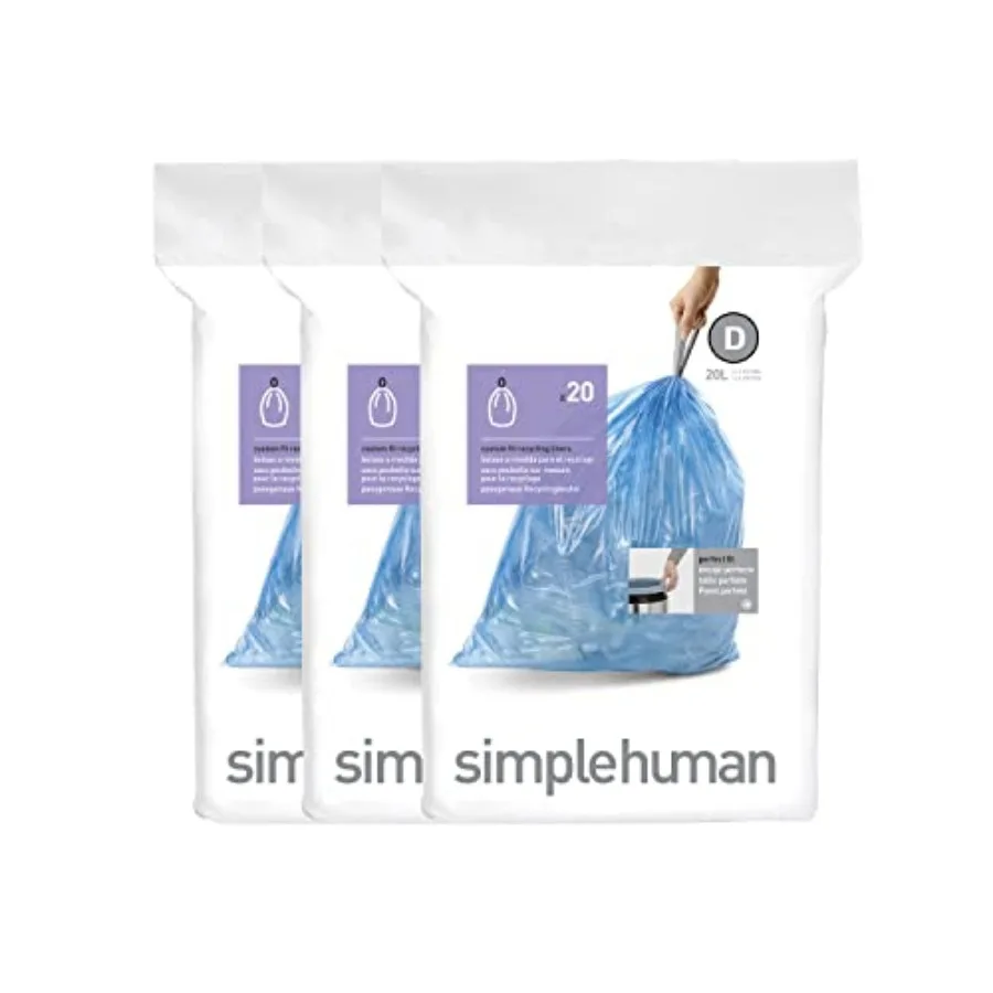 

Code D 60 Count, Genuine Custom Fit Liners, Drawstring Trash Bags in Dispenser Packs, 20 L/ 5.3 Gallon, Blue