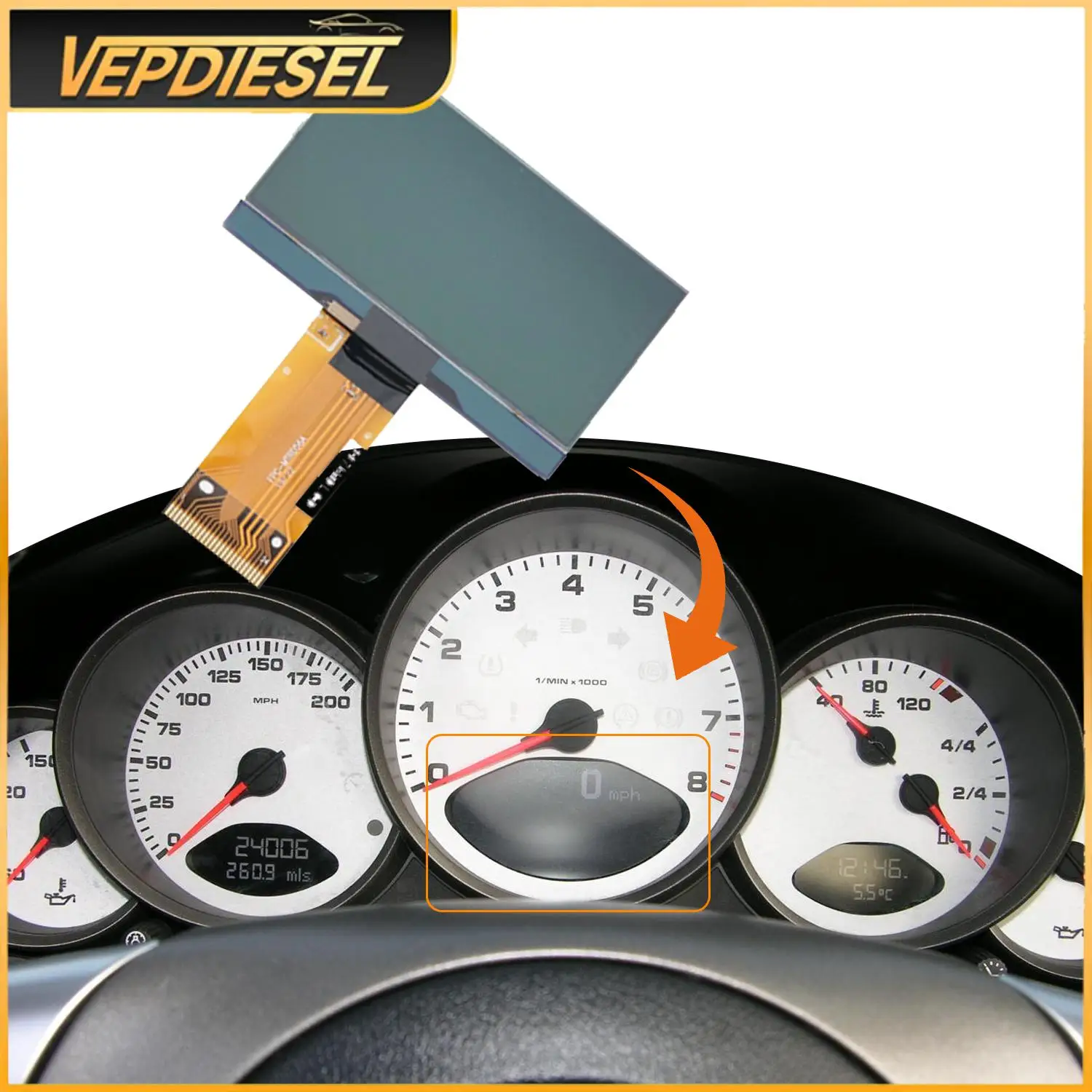 

LCD Display Screen For Porsche 911 997 Carrera GT2 GT3 Turbo 987 Cayman Boxster Speedometer Dashboard 2005-2012 Car Accessories