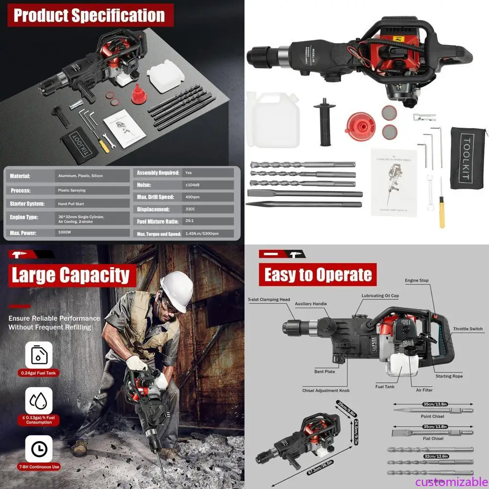 

Газовый отбойный молоток с 2-тактным двигателем 32,6CC для сноса и сверления