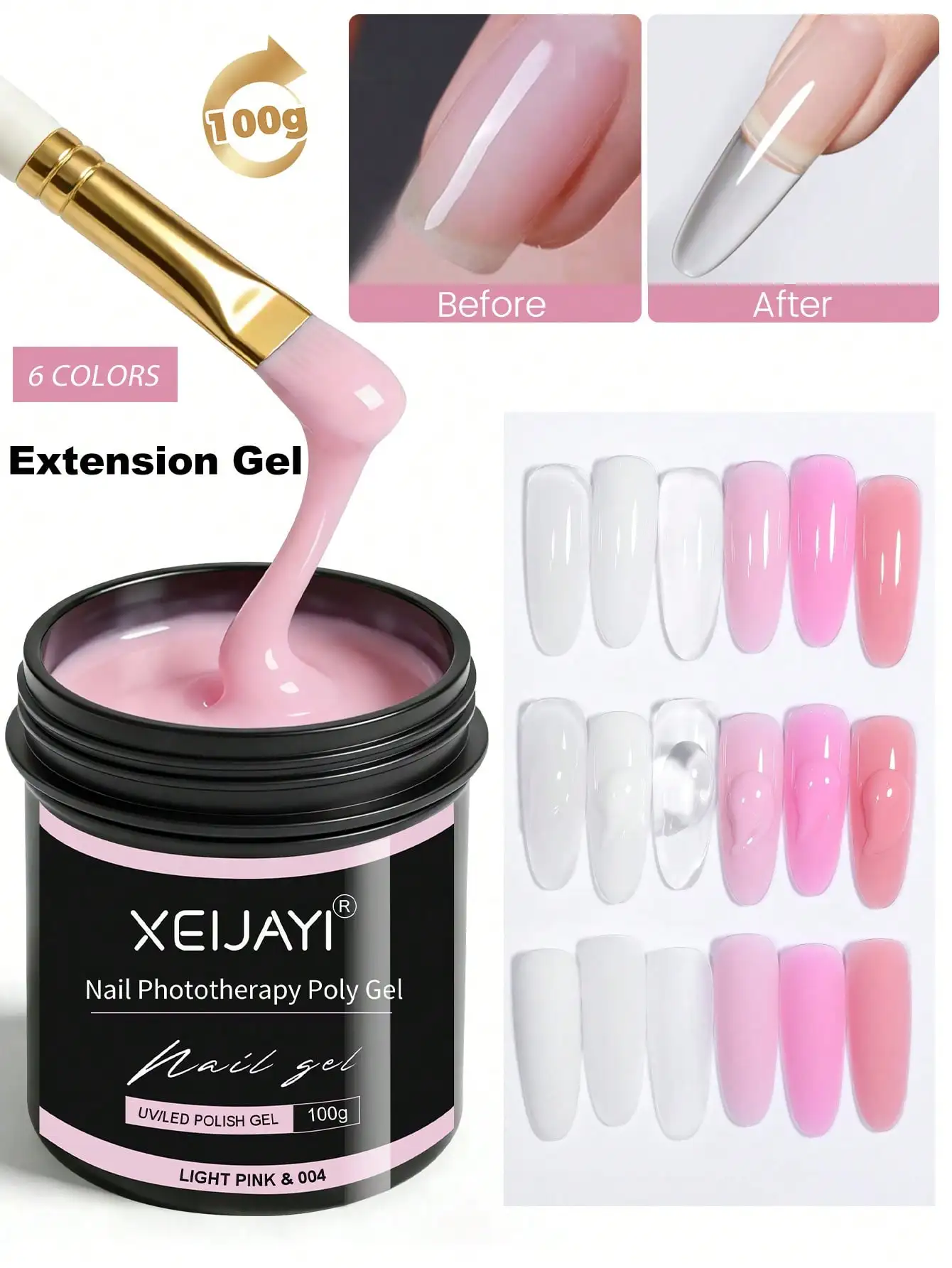 100g Poly Nail Gel UV LED Cured Builder Nail Gel Acrylic Crystal Nail Extension Gel For Nails DIY At Home Salon