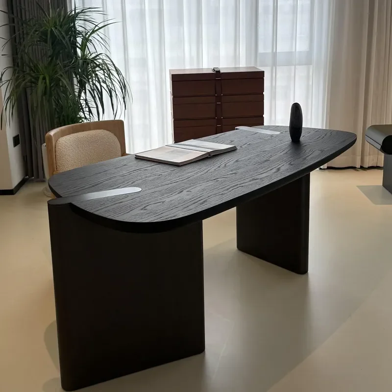 Italian Minimalist Solid Wood Desk Modern Special Shaped Conference Table Household Writing Desk for Home Office Study Room