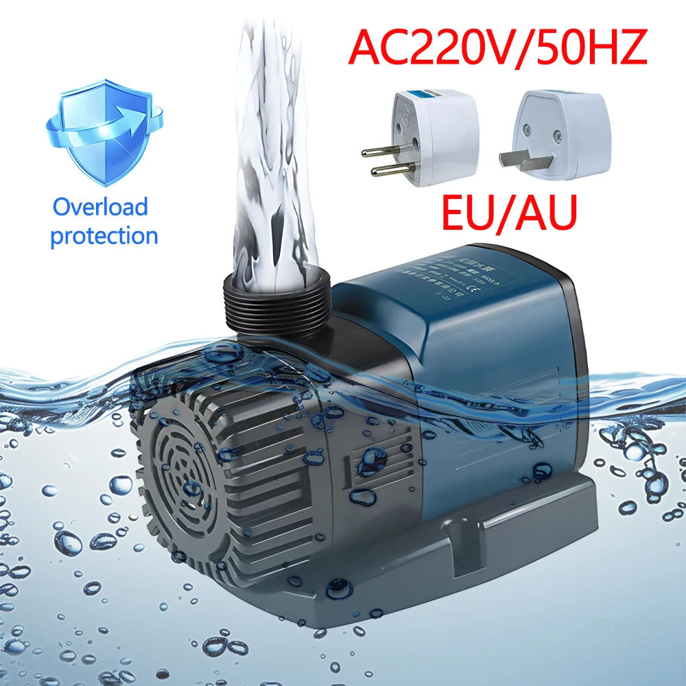 

Silent AC 220V/50HZ Power: 10 - 140W Head: 1.6 - 7.5m Flow: 2000 - 16000L/h Submersible Water Pump for Fish Tank Aquarium Garden