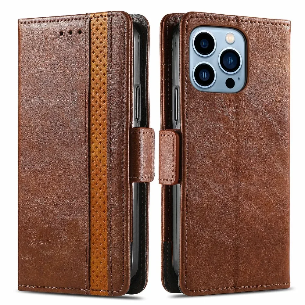 

Anti Theft Brush Business Leather Holster IPhone 14 ProMAX 13 12 11 Flip Cover Magnetic Attraction Wallet Bracket Phone Case