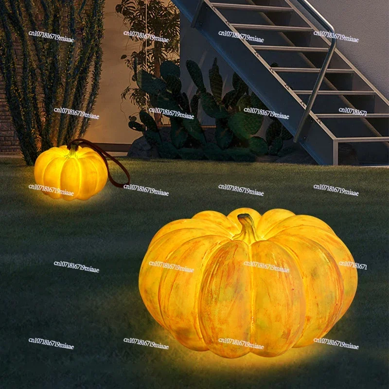 Outdoor Waterproof Garden Light Landscape Park Imitation Pumpkin Resin Garden Decoration Portable Light Lawn