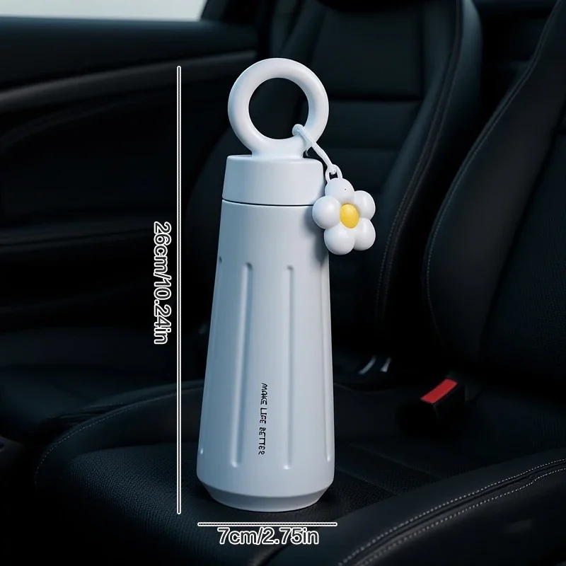 Fahion Women Girls Thermos Bottle With Sunflower Pendant 316 Stainless Steel Thermal Insulation Vaccum Sport Car Water Bottle