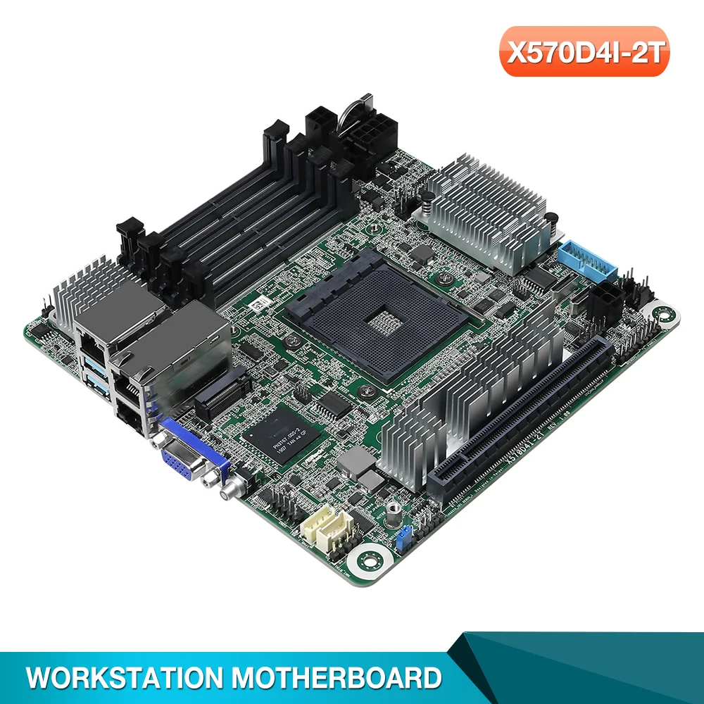 

X570D4I-2T для серверной материнской платы рабочей станции ASRock, процессор AM4 1331