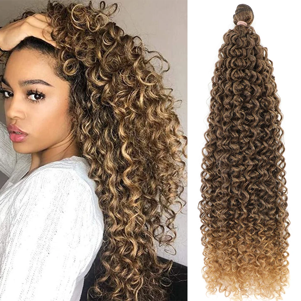 Extensions de cheveux synthétiques bouclés pour femmes, faisceaux de vague d'eau naturelle, cheveux bruns et noirs, haute qualité, expédition rapide