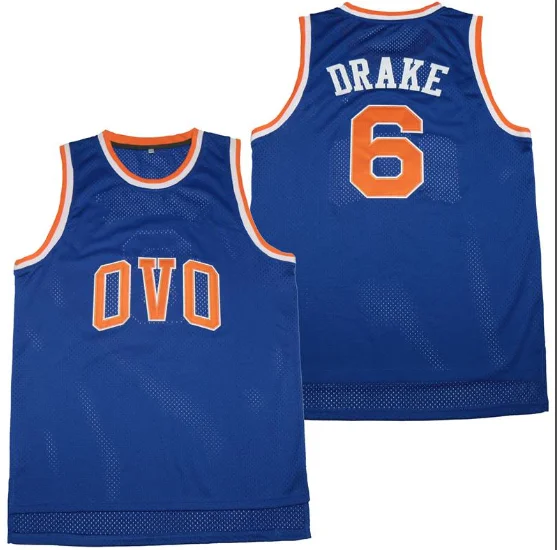 Película Drake # 6 hombres mujeres y niños baloncesto bordado camiseta personalizada con alta calidad