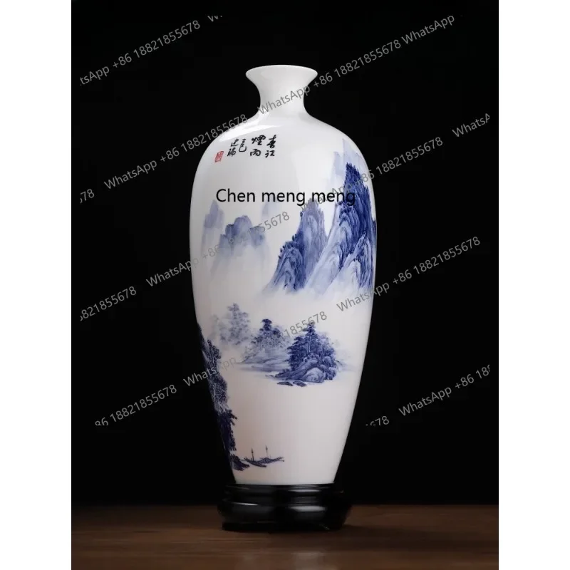 Suet jade porcelain ceramic underglaze color hand-painted vase living room decoration ornament