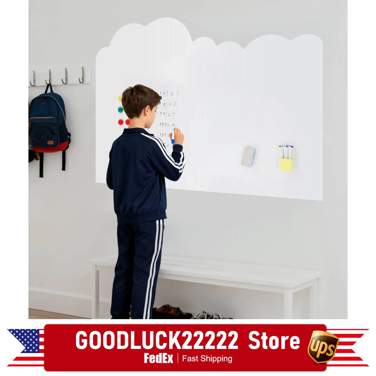 ملصق سبورة بيضاء مغناطيسي، 88 × 120 سم لوحة مسح جاف، تصميم على شكل سحابة سبورة بيضاء ذاتية اللصق وقابلة للإزالة #5