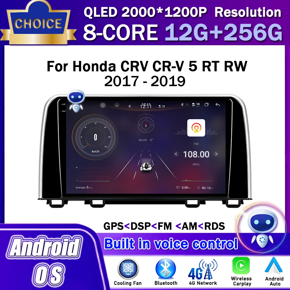 

for Honda CRV CR-V 5 RT RW 2017 - 2019 Android OS Auto Voice control Car Radio Multimedia Video Stereo Player GPS CarPlay WIFI