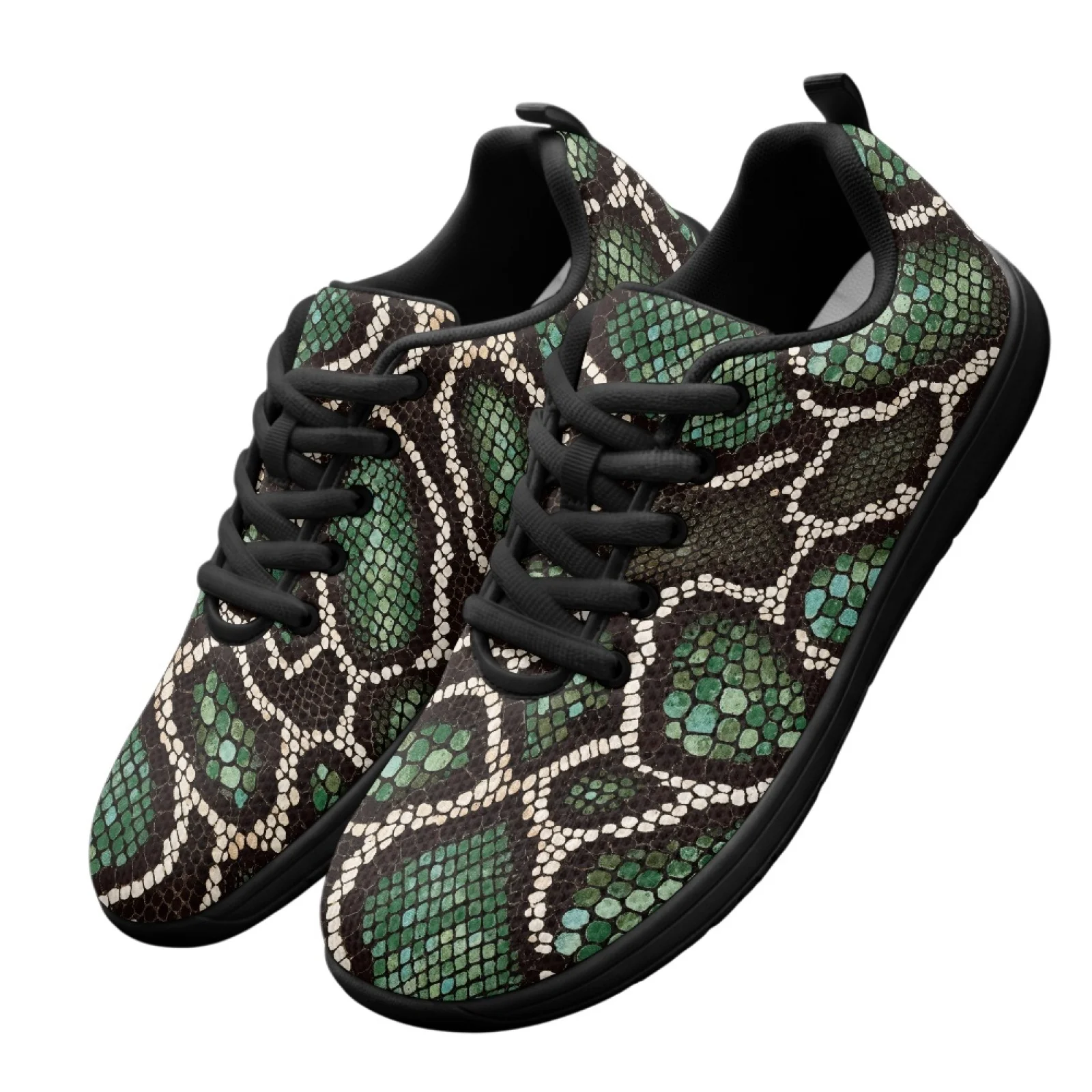 PENSTROLL Lightweight Tennis Running Shoe Breathable Mens Wide Sneakers for Indoor Men's Green Snake Skin