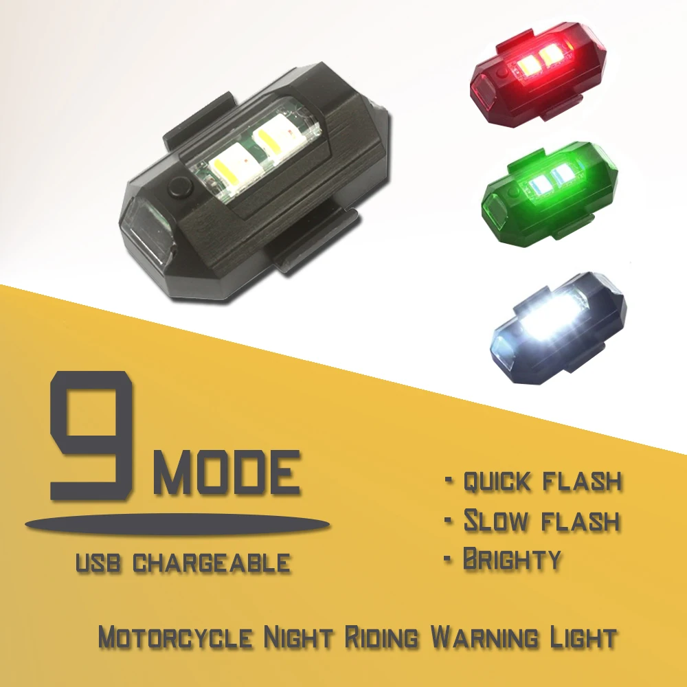 

Universal Chargeable Lithium Battery Led Chips 9 Mode Quick Flash Brighty Warning Lights Night Riding Flash Light