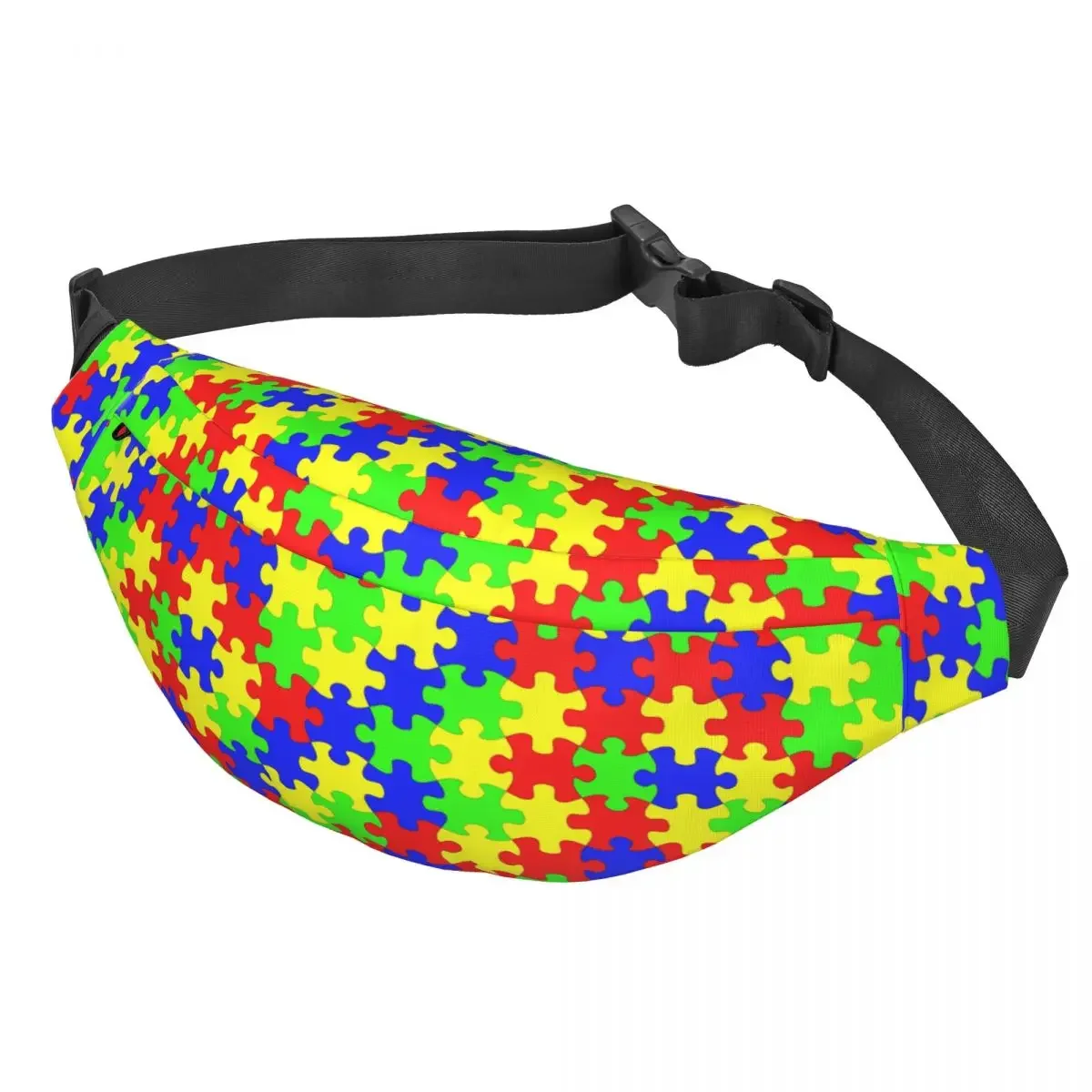 Custom Cool Colorful Jigsaw Puzzles Autism Awareness Fanny Pack Running Women Men Sling Crossbody Waist Bag Phone Money Pouch