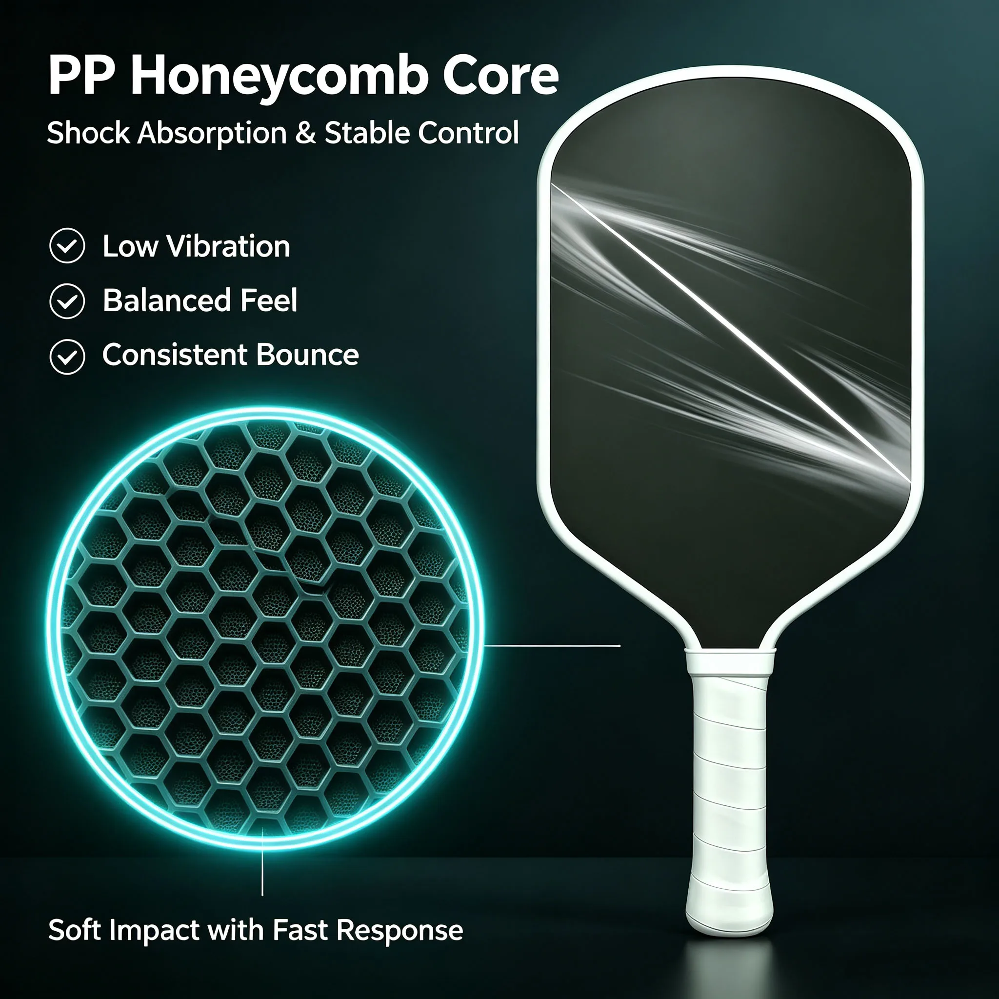 Professional Pickleball Paddle High Elasticity 4th Generation Carbon Fiber Surface 16mm GX2 Core Precise Ball Control