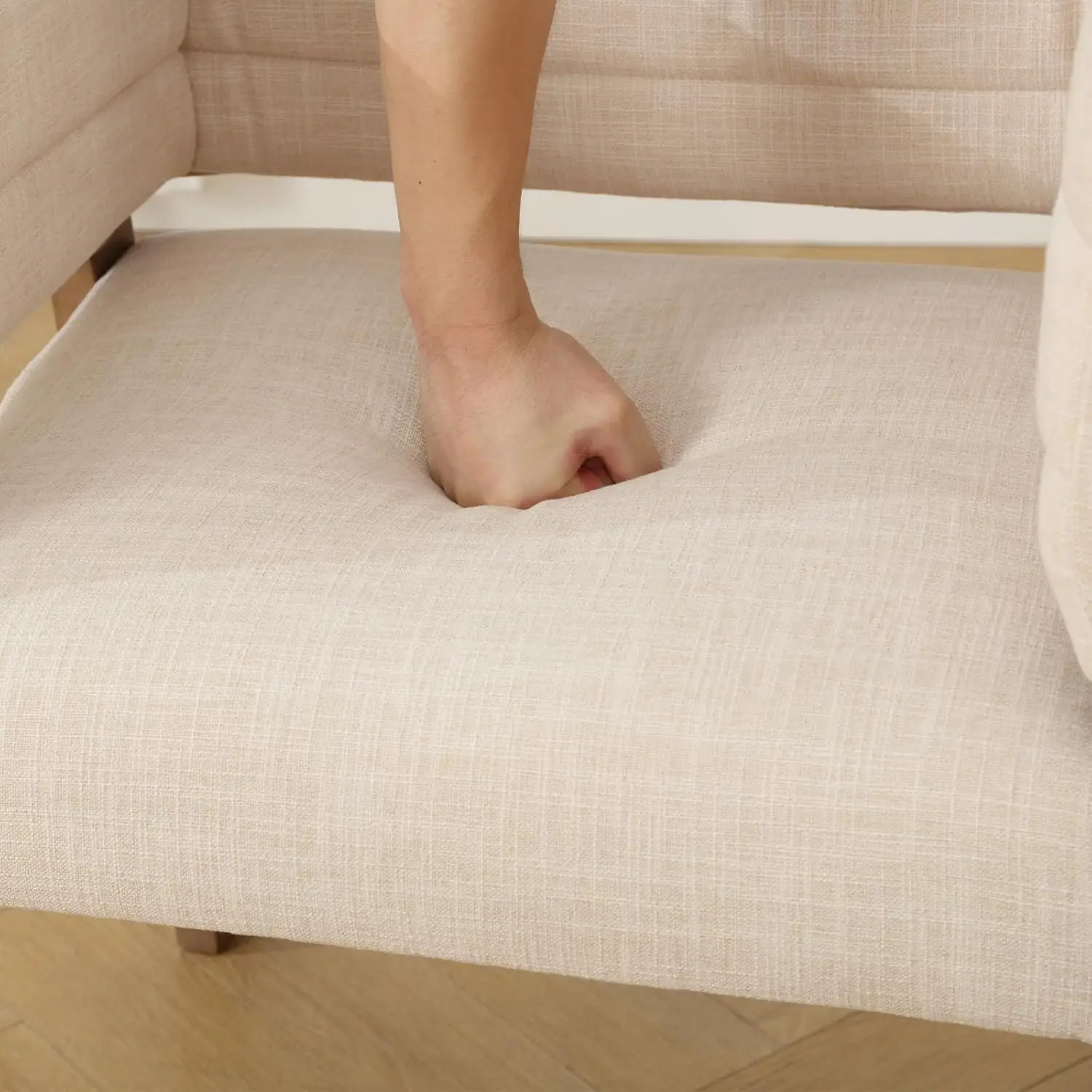 Guyou Mid Century Modern Barrel Dining Chairs Set Of 6, Beige Linen Upholstered Dining Room Chairs With Tufted Back, Kitchen