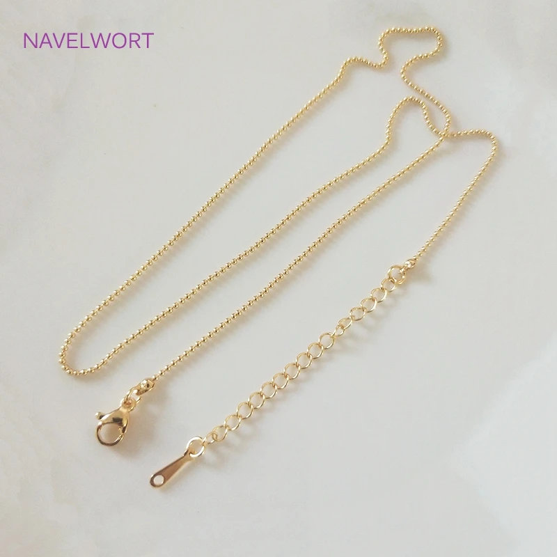 18K Gold Plated Ball Bead Necklace Chain With Lobster Clasps High Quality Thin Chain For DIY Pendant Jewelry Findings